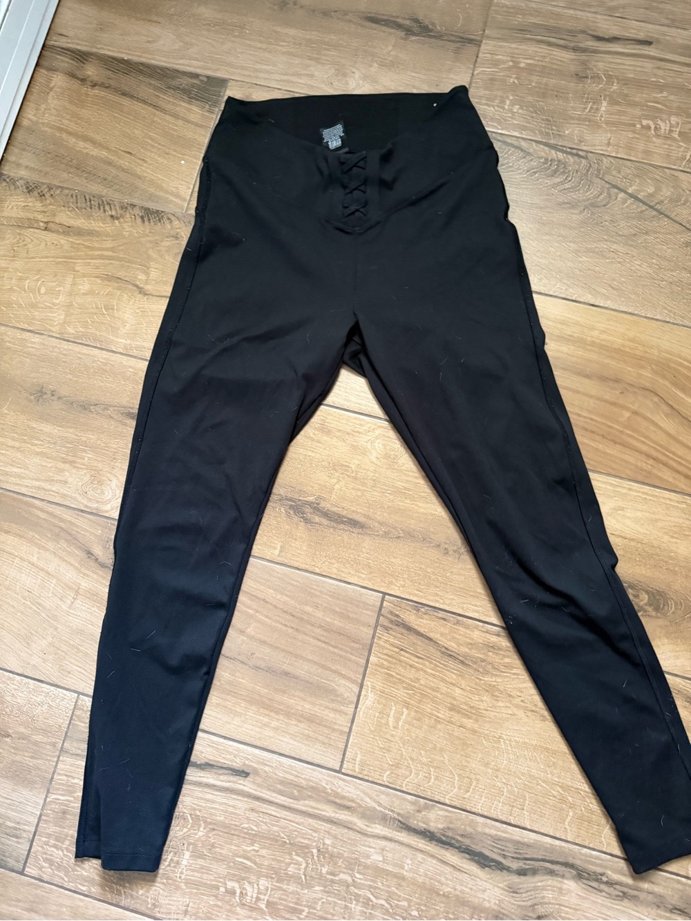 PINK Victoria's Secret Black Lace-Up Front Leggings